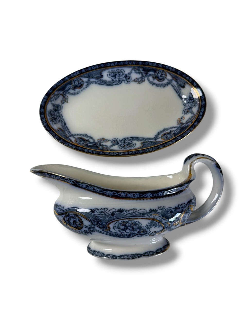 Royal Staffordshire RENOWN BLUE Gravy Boat & Under-plate - Hard to Find-